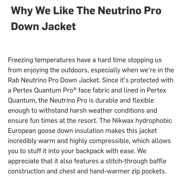 Rab women's neutrino pro jacket down insulation - Picture 7 of 12